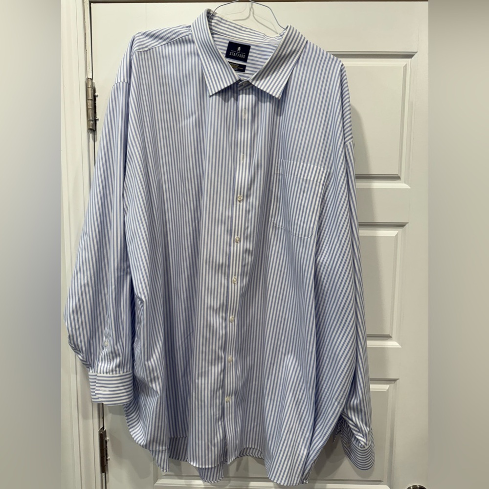 Men’s Stafford blue and white, dress shirt neck size 22, arm length 38-39
